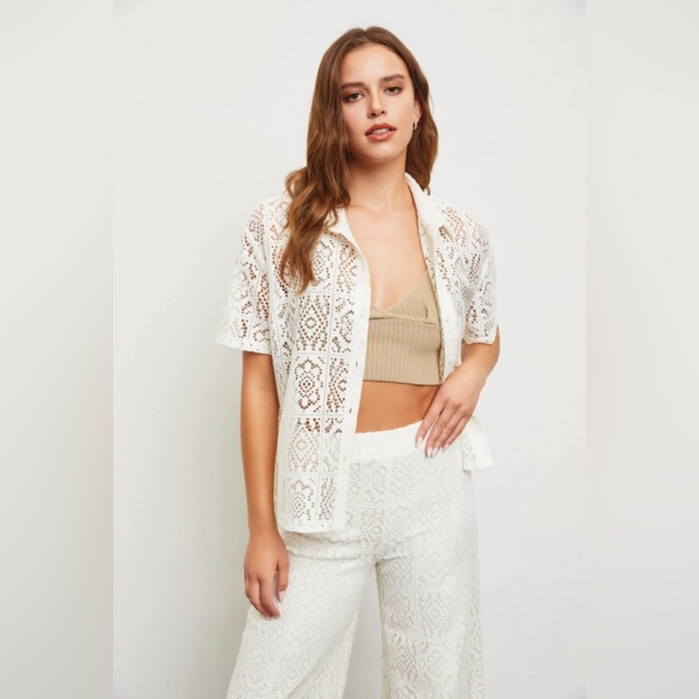 Crochet Flare Pant and Crochet Knit Sweater Shirt